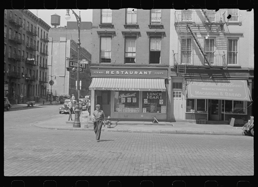 New York, New York. 61st Street between 1st and 3rd Avenues, A street scene, 1938