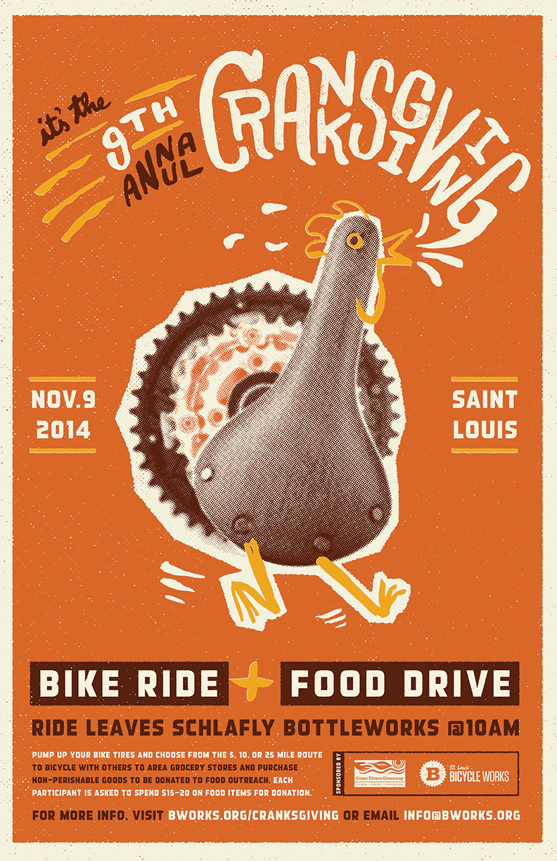 Event poster for 9th Annual Cranksgiving 2014