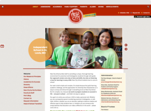 Screenshot of New City School's About Page on desktop browser