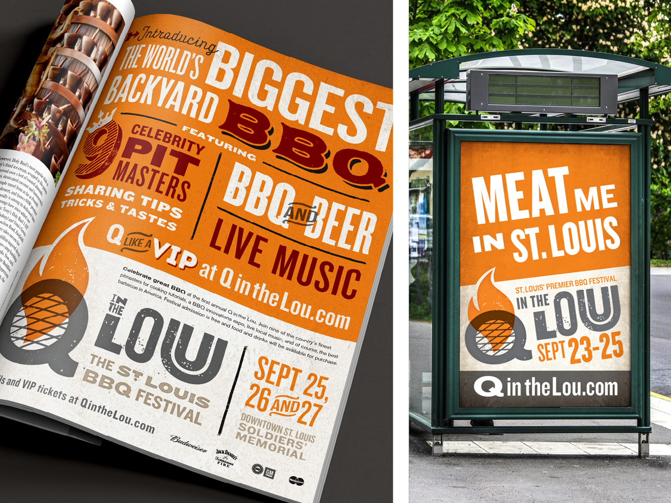 Q in the Lou advertising: magazine and bus shelter