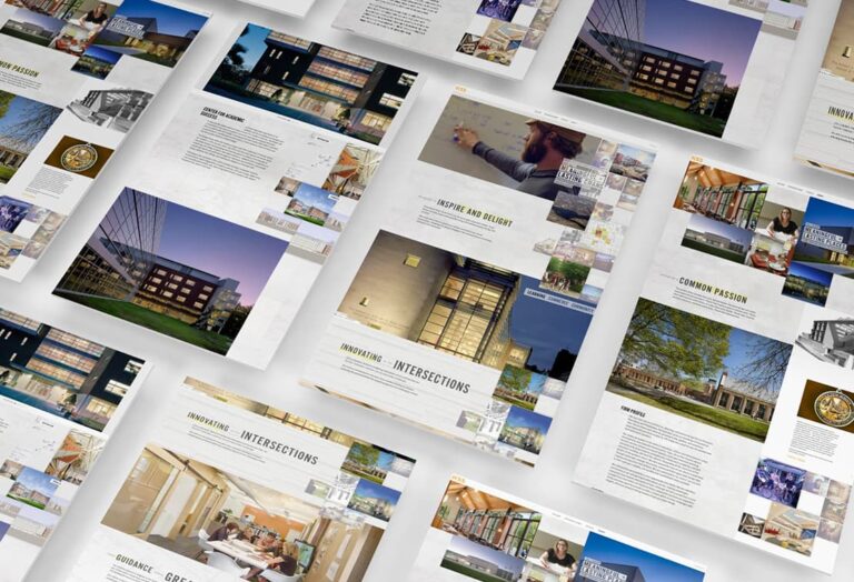Desktop screenshots of assorted KSS Architects website pages