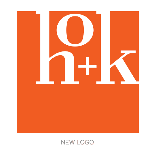 Animated GIF illustrating HOK's redesigned logo
