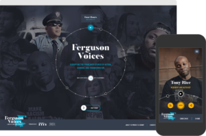 Main navigation for Ferguson Voices website