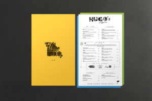 Menu shell and menu for Hugo's Pizzeria