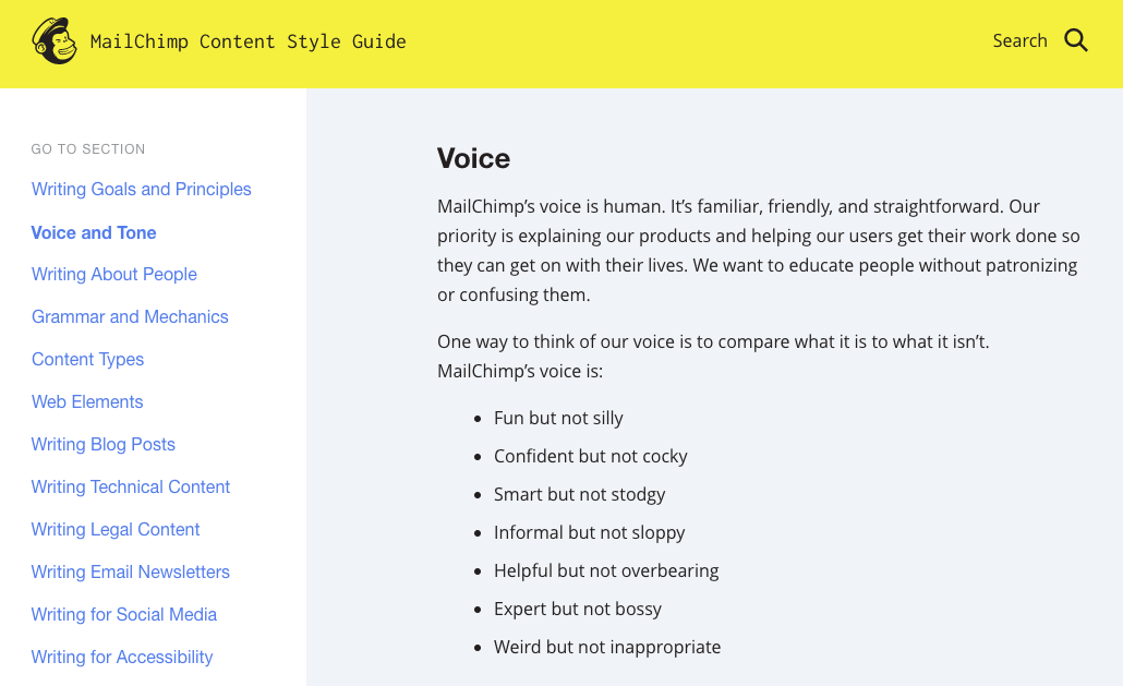 MailChimp Content Style Guide