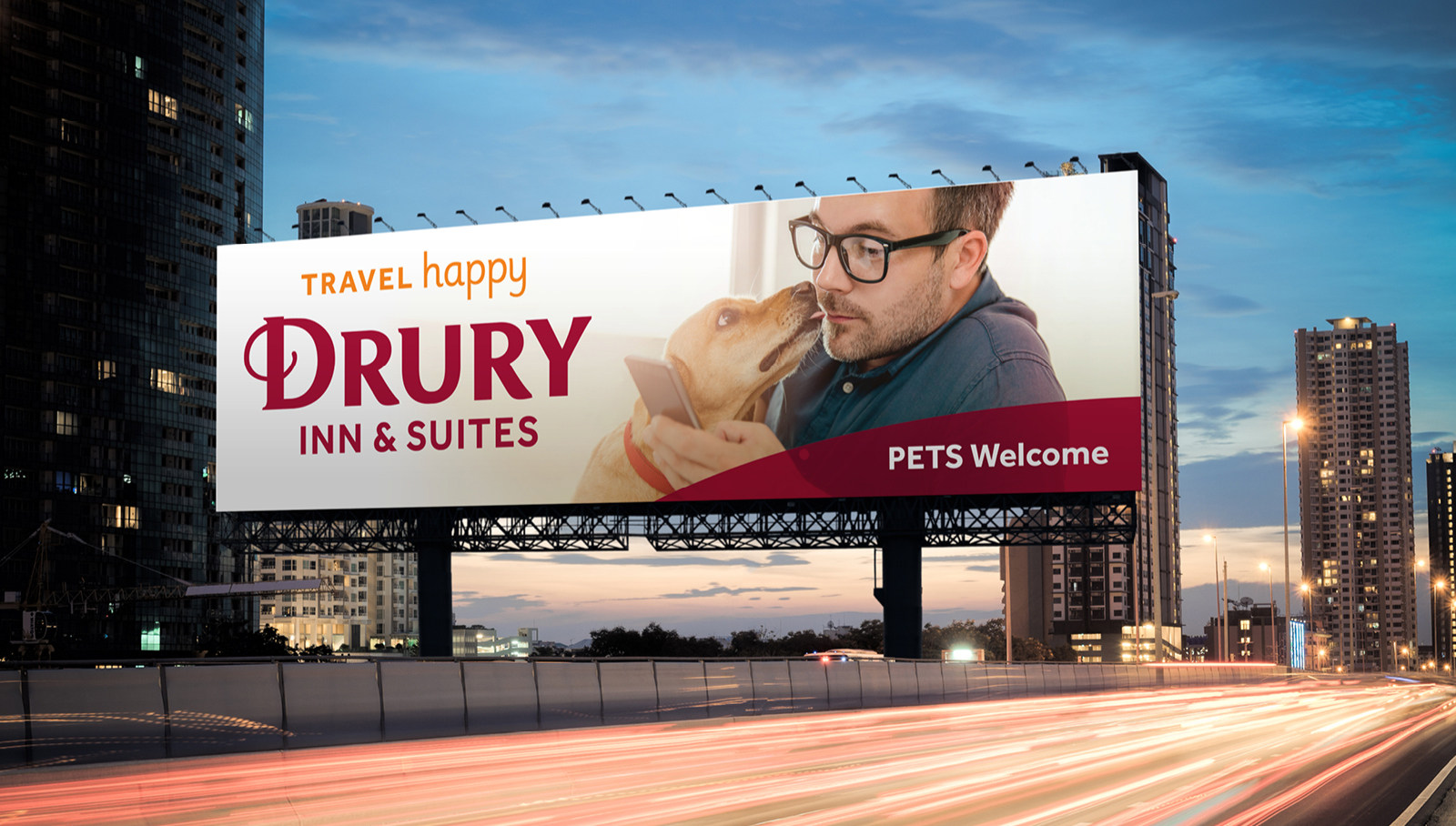 Drury Hotels billboard pets welcome