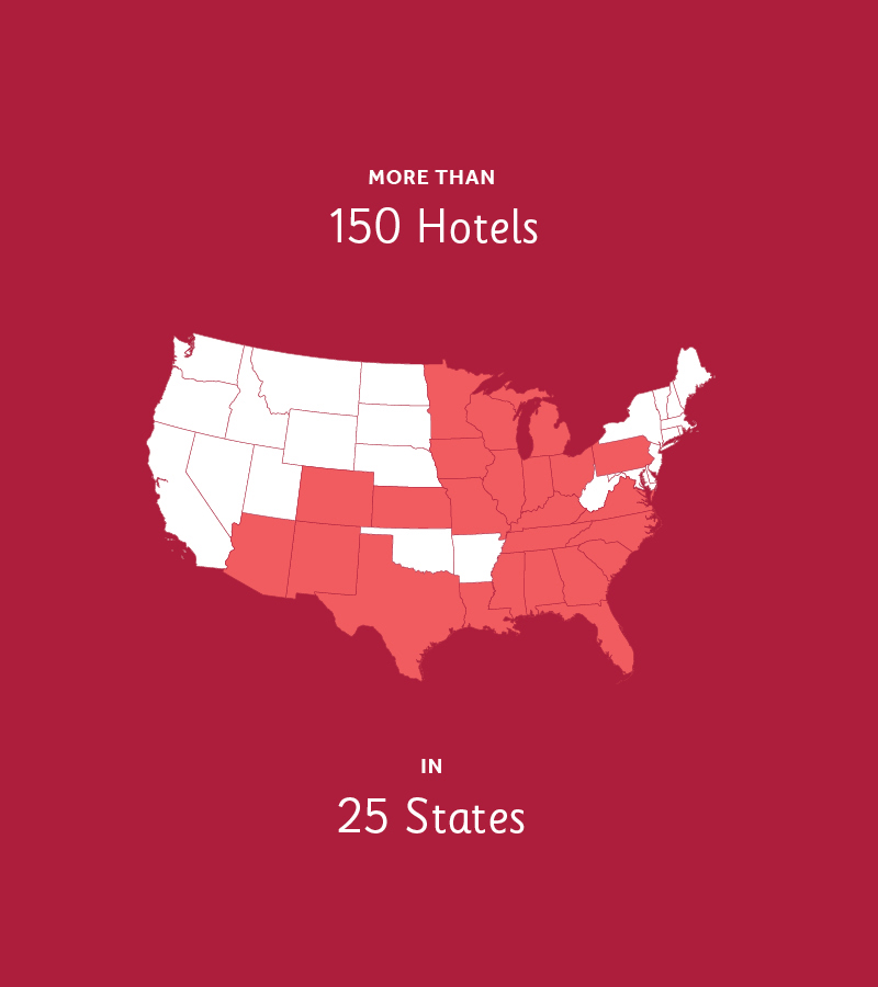 Drury Hotels Map - More than 150 Hotels in 25 States