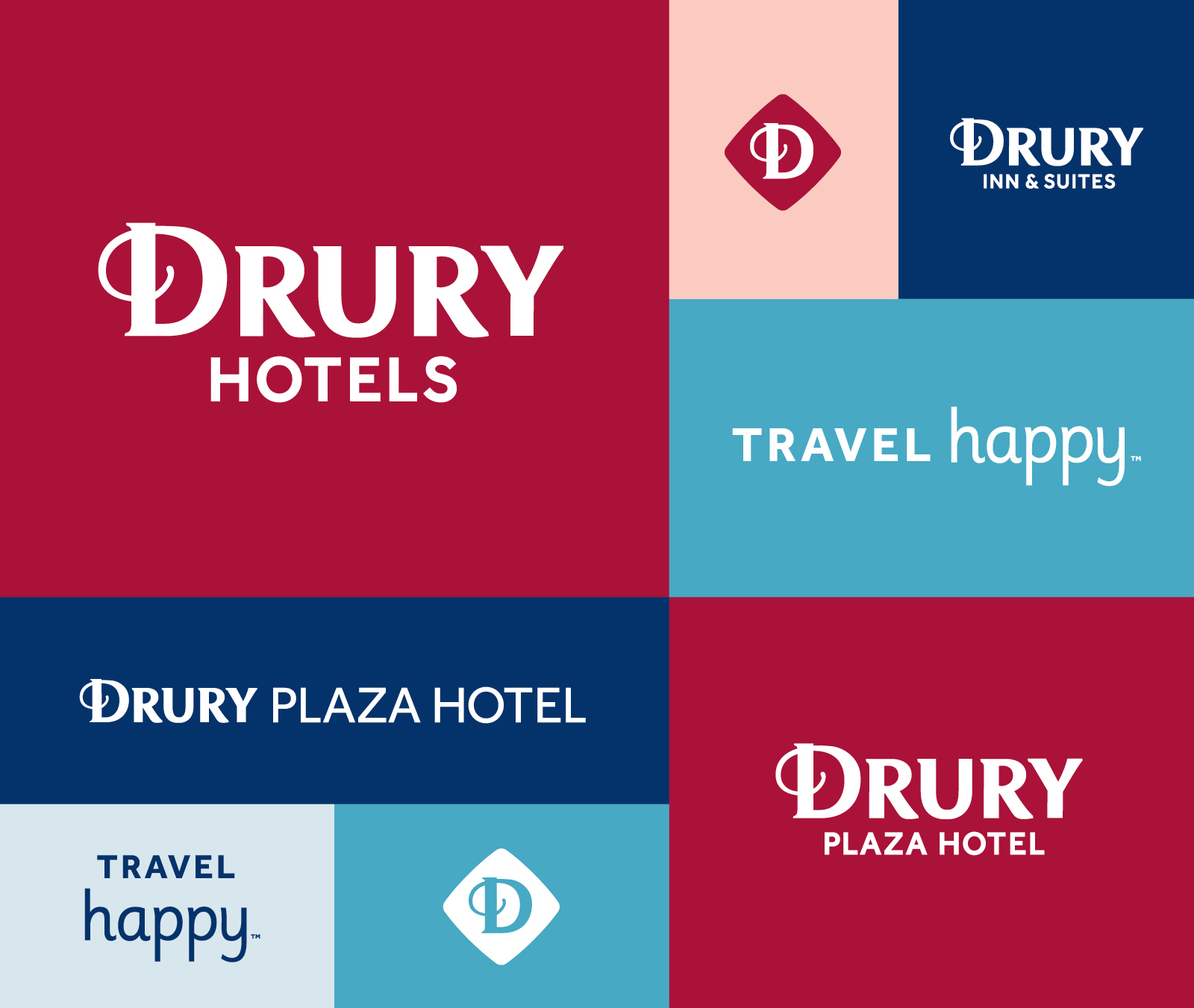 Drury Hotels logo collage