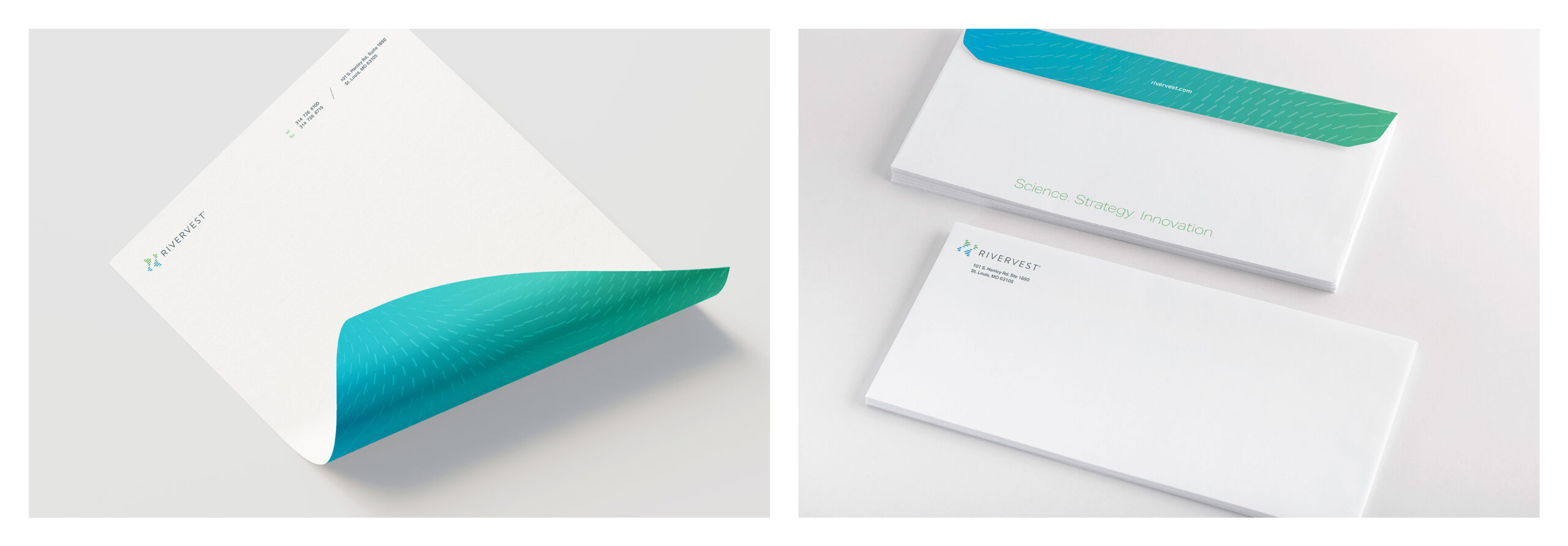 RiverVest letterhead and envelopes