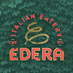 Edera Italian Eater Logo on ivy backdrop