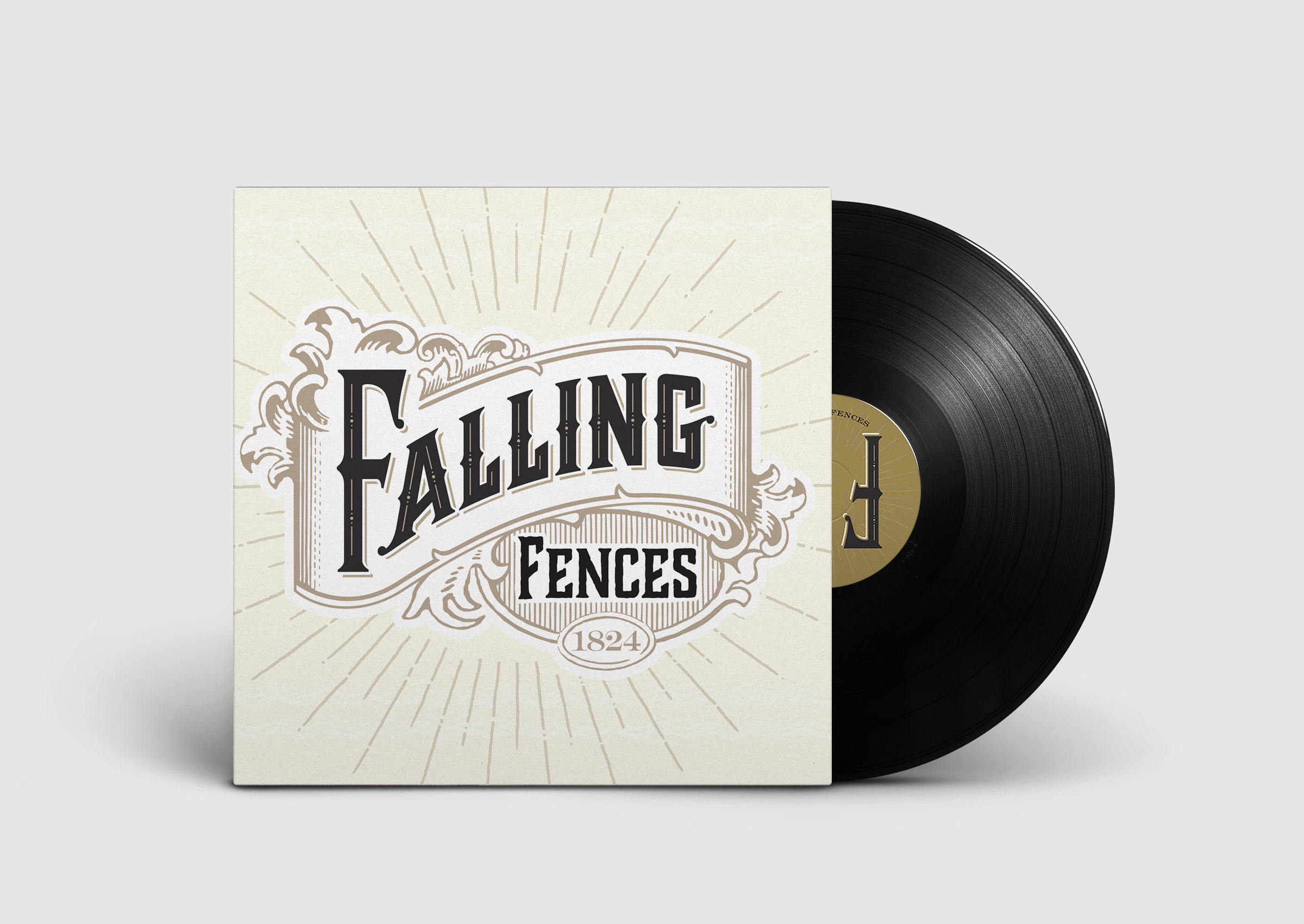 Falling Fences logo on vinyl record