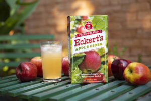 Branded apple cider packaging for Eckert's Farms